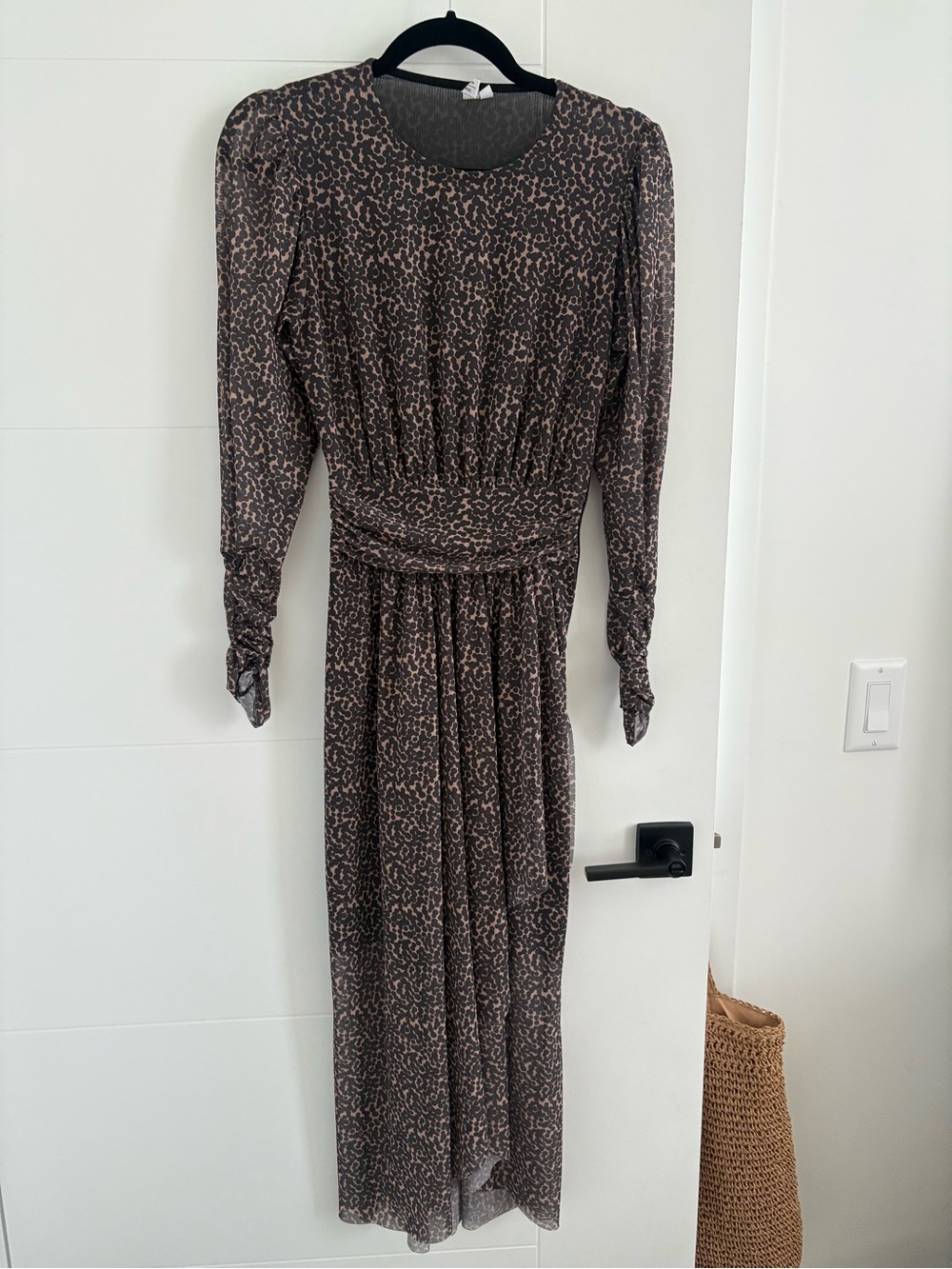 & Other Stories Brown Leopard Print Long Sleeve Maxi Dress